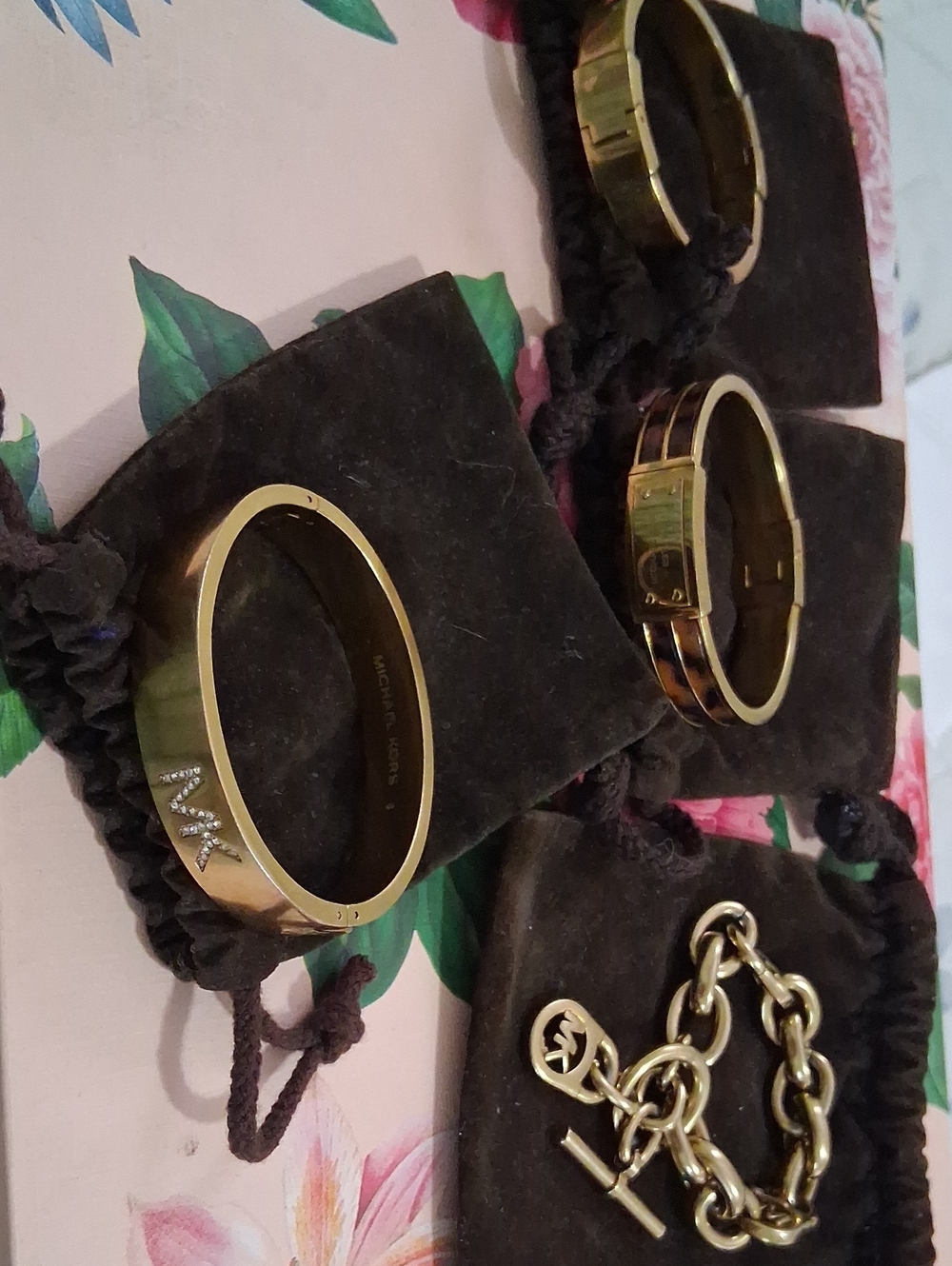 4 Michael Kors Gold-Tone Bracelets